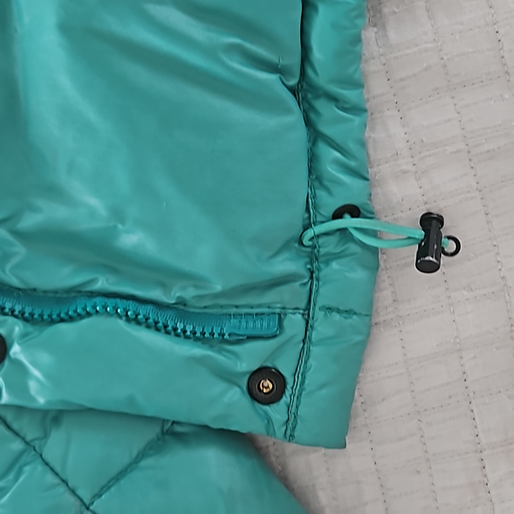 WOMENS AUTHENTIC MONCLER TURQUOISE BLUE GREEN PUFFER COAT JACKET $1250 SZ 2 (M) - Picture 9 of 10